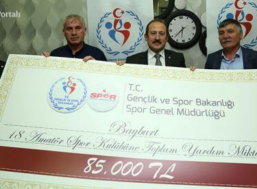 Amatör spor kulüplerine 85 bin TL destek