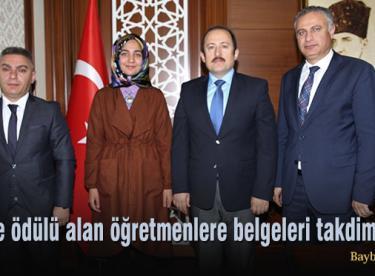 Proje ödülü alan öğretmenlere belgeleri takdim edildi