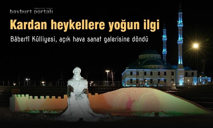 Bayburt Üniversitesinde kardan heykellere yoğun ilgi