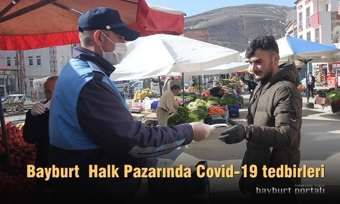 Bayburt Halk Pazarında Covid-19 tedbirleri