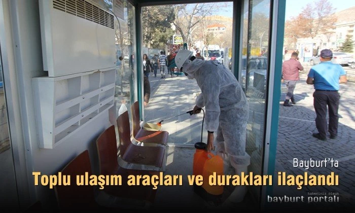 Bayburt’ta, toplu ulaşım araçları ve durakları ilaçlandı