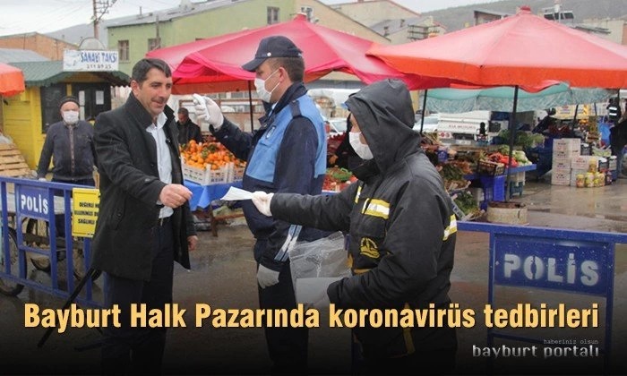 Bayburt Halk Pazarında koronavirüs tedbirleri