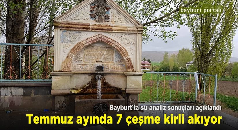 Bayburt’ta 2021 Temmuz ayında 7 çeşme kirli akıyor