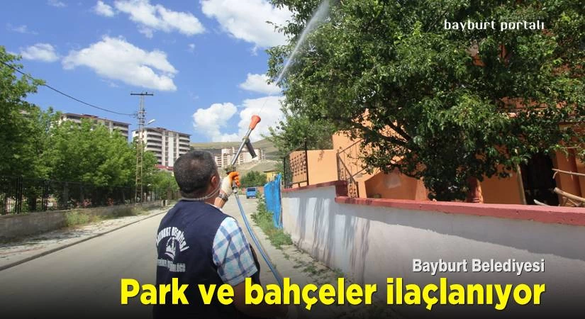 Bayburt Belediyesi, park ve bahçeleri ilaçlıyor