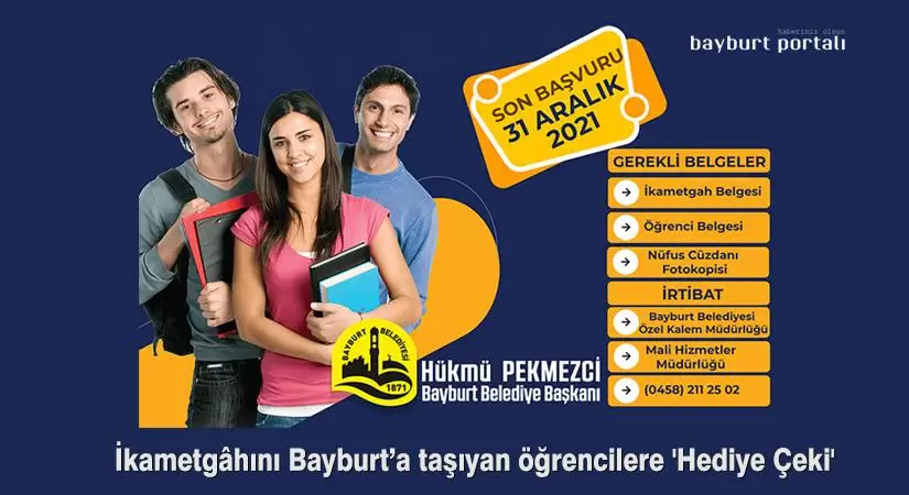 İkametgâhını Bayburt’a taşıyan öğrencilere ‘Hediye Çeki’