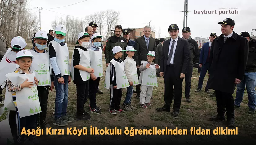Aşağı Kırzı Köyü İlkokulu öğrencilerinden fidan dikimi