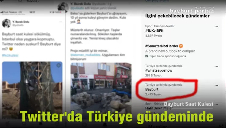 Bayburt Saat Kulesi, Twitter’da Türkiye gündeminde