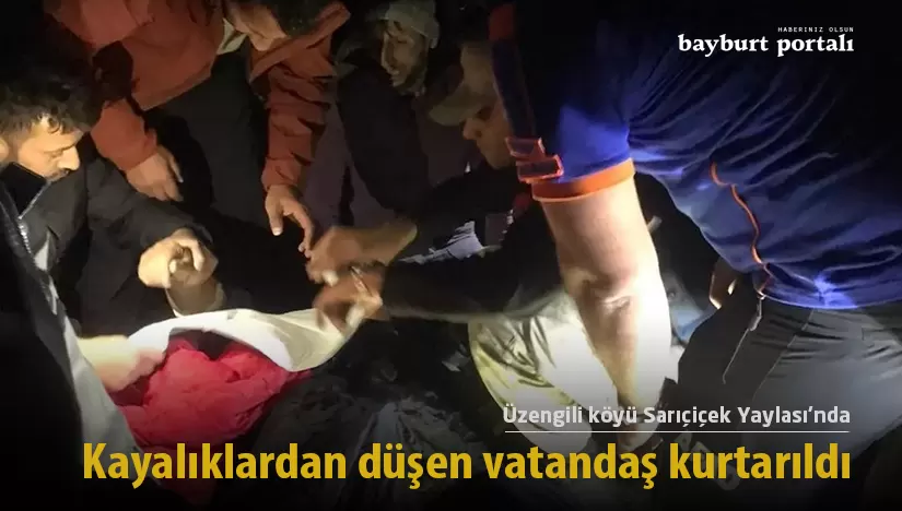 Bayburt’ta 50 metrelik kayalıklardan düşen vatandaş kurtarıldı