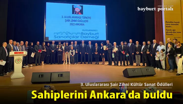 3. Uluslararası Şair Zihni Kültür Sanat Ödülleri, sahiplerini Ankara’da buldu