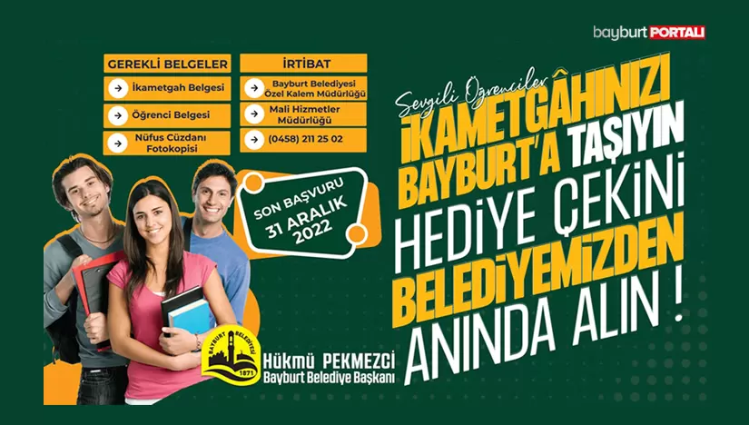 Bayburt Belediyesi’nden üniversite öğrencilerine ikametgâh kampanyası