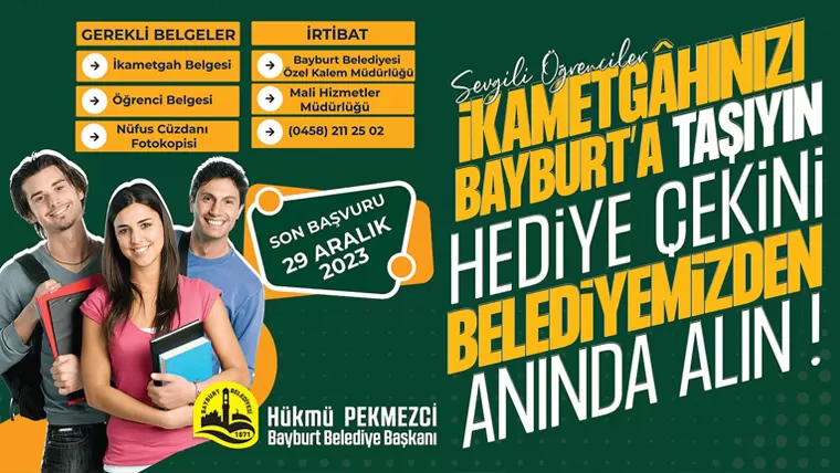 Bayburt Belediyesi’nden öğrencilere ‘ikametgâh kampanyası’