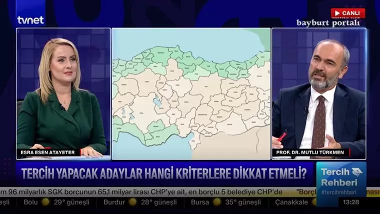 Rektör Türkmen, TVNET’in ‘Tercih Rehberi’ programına konuk oldu