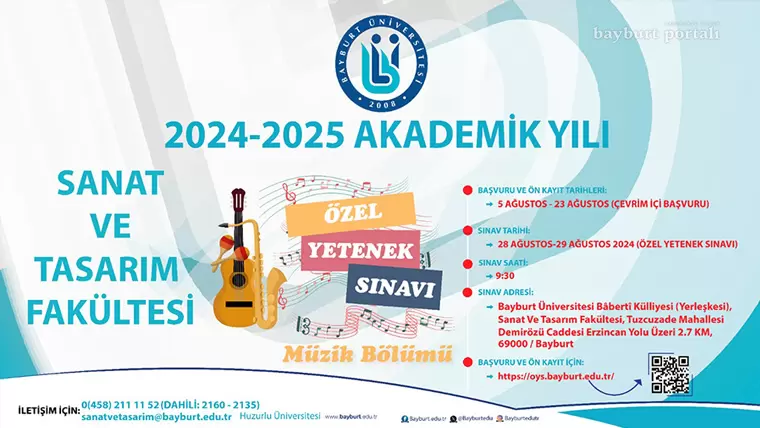 Bayburt Üniversitesi Resim ve Müzik Bölümleri için sınav başvuruları başladı