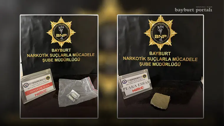 Bayburt’ta durdurulan araçta uyuşturucu yakalandı, şüpheliler gözaltında