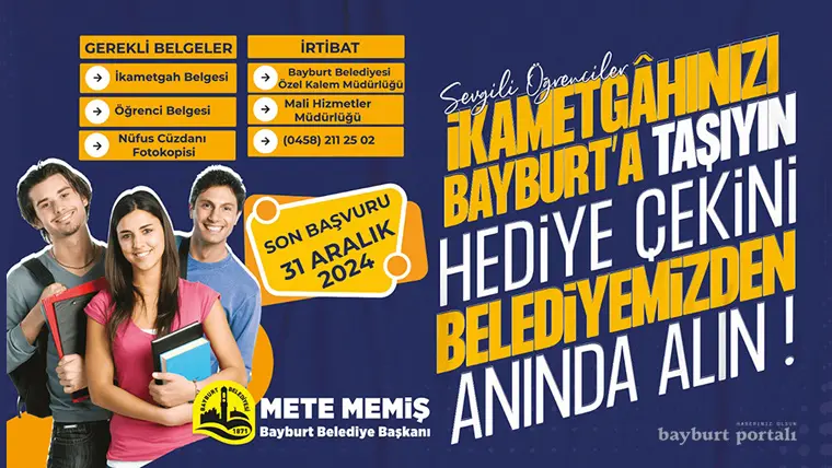 Bayburt Belediyesi’nden öğrencilere ikametgah kampanyası