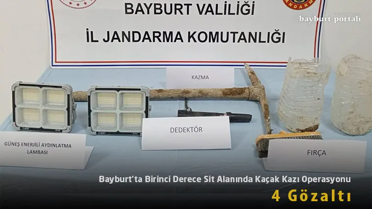 Bayburt’ta Birinci Derece Sit Alanında Kaçak Kazı Operasyonu: 4 Gözaltı