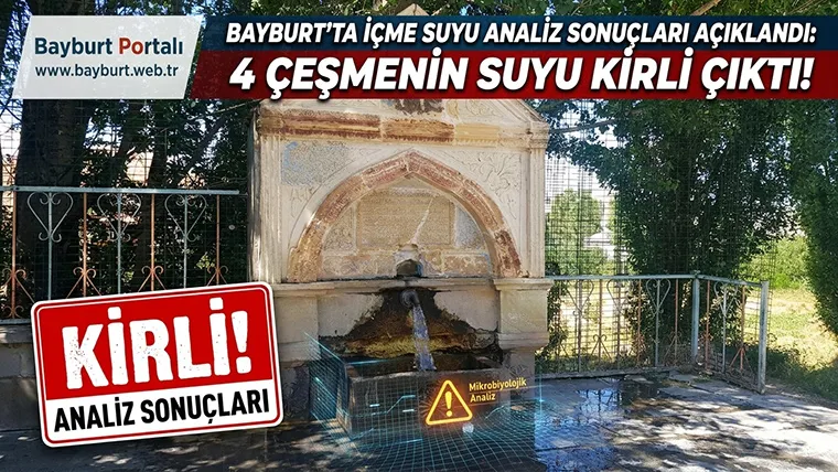 Bayburt’ta İçme Suyu Analiz Sonuçları Açıklandı: 4 Çeşmenin Suyu Kirli Çıktı!