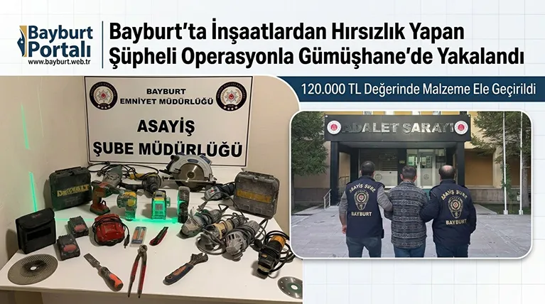 Bayburt’ta İnşaatlardan Hırsızlık Yapan Şüpheli Operasyonla Gümüşhane’de Yakalandı